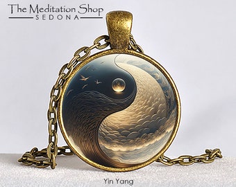 YIN YANG PENDANT Zen Jewelry Meditation Jewelry Yin Yang Necklace Spiritual Pendant Yin Yang Yoga Self-realization, Silver or Bronze Finish
