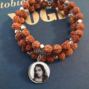 YOGANANDA BRACELET Rudraksha Kriya Beads Paramahansa Yogananda Babaji Lahiri Mahasaya Sri Yukteswar Bracelet Kriya Yoga self realization image 3