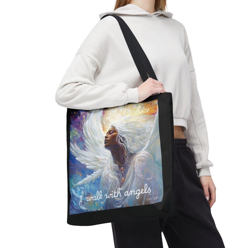 Black Angel Art Tote Bag: Christian Carryall Gift bild 8