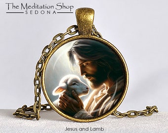 JESUS and LAMB PENDANT Christian Jewelry Christ Jesus Lord Jesus Necklace Catholic Jewelry Christian Necklace Spiritual Pendant God's Love