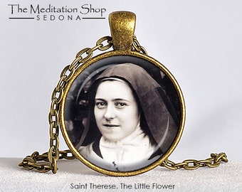 Saint Therese Pendant: The Little Flower, Christian Necklace