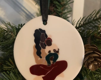 African American Mom and Child - Ornament