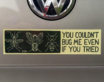 Linocut Insect Art Bumper Sticker – Water Resistant Vinyl (2.5 x 9in)