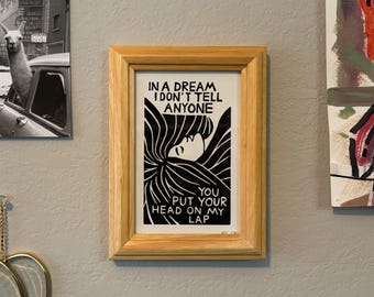 Richard Siken Poem 4x6in Linocut Art Print, “in a dream I don’t tell anyone”