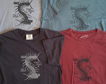 T-Shirt - To Be Held Centipede Linocut Print MULTIPLE COLORS & SIZES