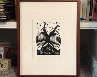 boygenius Satanist Lyric Print, 8x10in Linocut Art Block Print