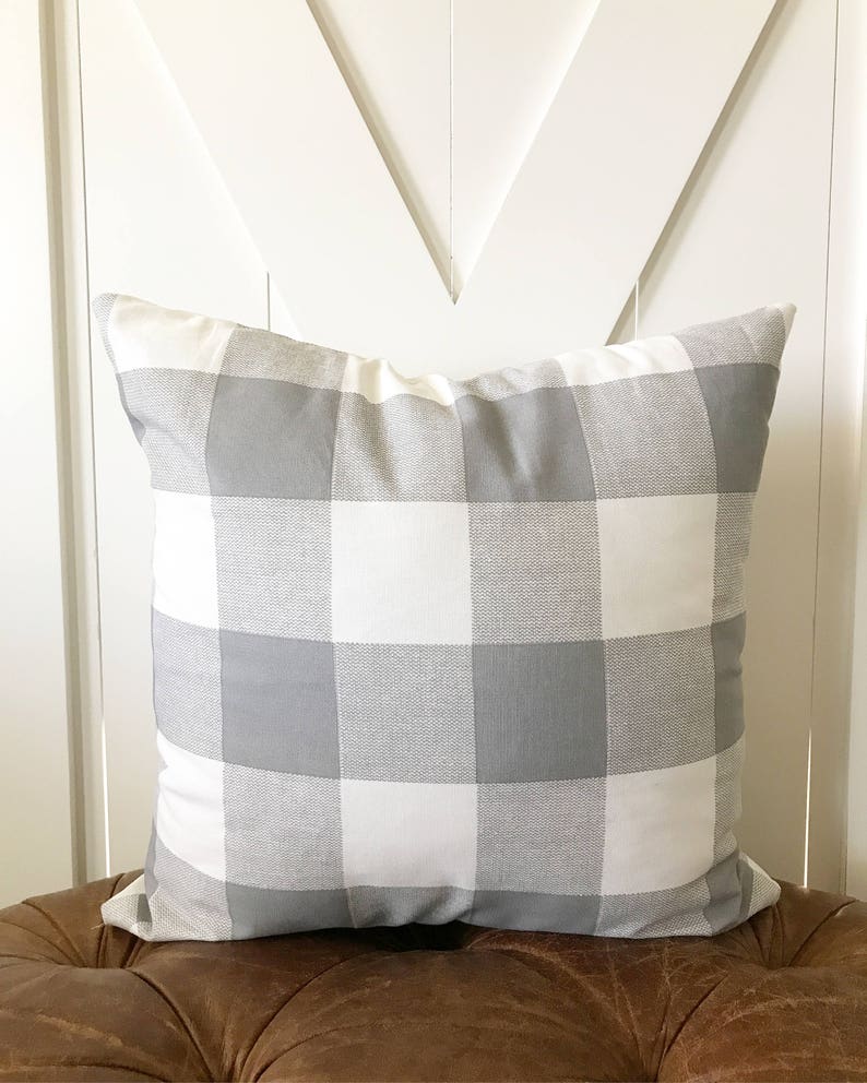 Buffalo plaid pillow Grey and white buffalo check farmhouse Etsy