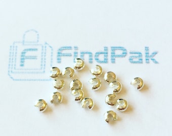 50 Pcs 3 mm Crimp Covers Silver Tone BULK Crimp Beads | 0013