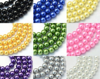 Glass pearl beads bead strands 3mm 4mm. 6mm or 8mm glass beads various colours strands of pearl style beads glass beads