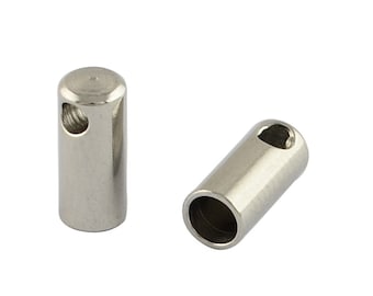 50 Pcs Stainless Steel End Cap Cord Ends 7 x 2.5 mm (1.5 mm hole) | 0281