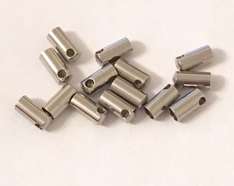 50 Pcs Stainless Steel End Cap Cord Ends 9 x 4 mm (2.5 mm Hole) | Bracelet Ends | Cord Ends | Cord Connector | Terminators | Cord End | 0147