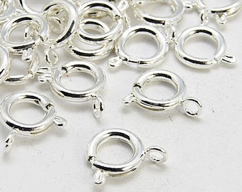 25 Pcs Brass Spring Clasps - Silver Plated - 9 mm | Trigger Clasps | Necklace Clasps Bracelet Clasps Trigger Claw | Parrot Clasps | 119-AgP