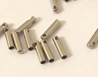 100 Pcs Stainless Steel End Cap Cord Ends 1.2 mm x 7 mm (1 mm hole) | Cord Caps | End Caps | Terminators | Bracelet Ends | Cord Ends | 0141