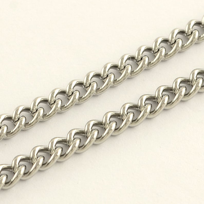 Necklace Chain 6 mm Stainless Steel Curb Chain 304 Grade Multiple Sizes Comes with Clasps Chain for Necklaces 280-SS image 1