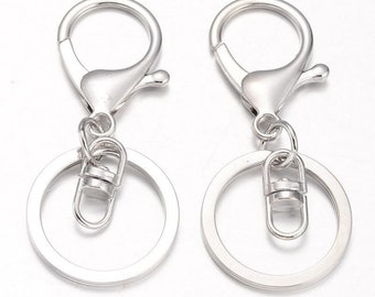 Swivel Key Clasp with Ring 66 mm - Platinum Colour