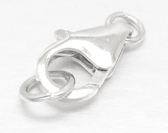 Solid 925 Sterling Silver Lobster Clasps 9 mm up to 16 mm Parrot Clasps Sterling Silver 925 Carabiner Clasp Necklace Bracelet Clasps Finding