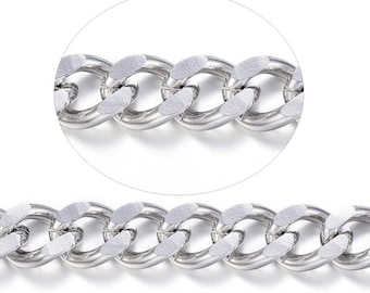1 metre of 10mm x 8mm Stainless Steel Curb Chain 304 Grade | Necklace / Bracelet Chain | 10 mm x 8 mm x 2mm Big Chain Stainless Steel Chain