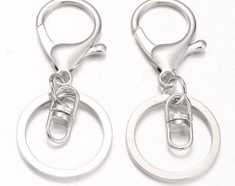 2 x Large Silver Clasps with Swivel and Key Ring | Lobster Clasps | Key Ring Clasps | Large Clasps | Swivel Clasps | 320