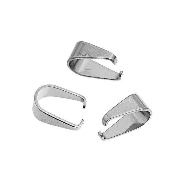 Stainless Steel Pinch Bail Clasps Silver Tone 10mm or 13mm Pinch