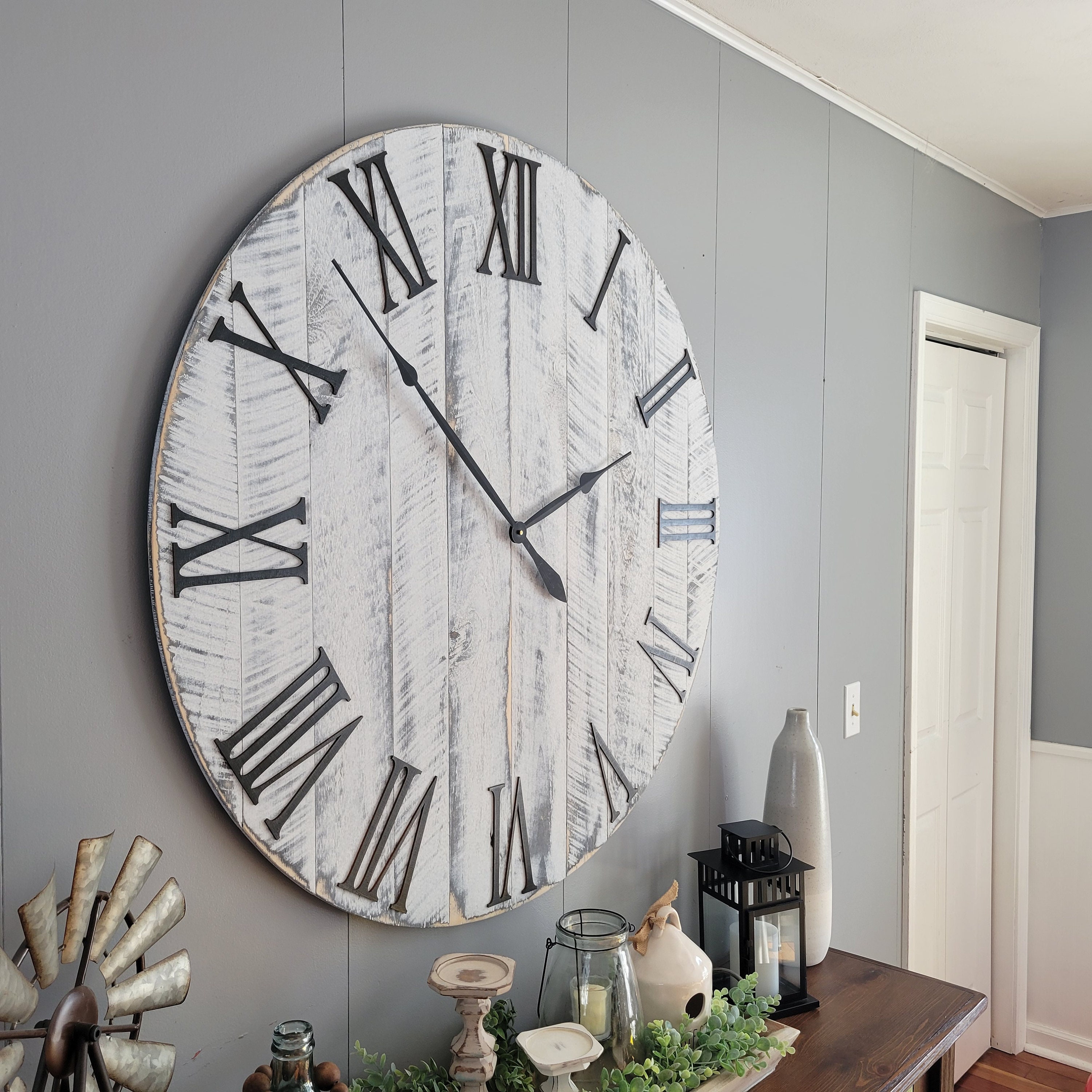 Large Wall Clock / 18 42 / Farmhouse Clock / Oversized Wall Clock -   Sweden