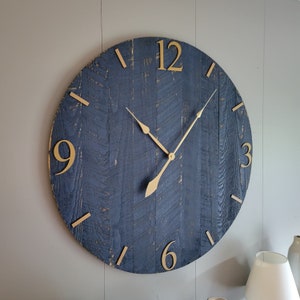 36" Farmhouse Clock
in Blue with Gold Numbers