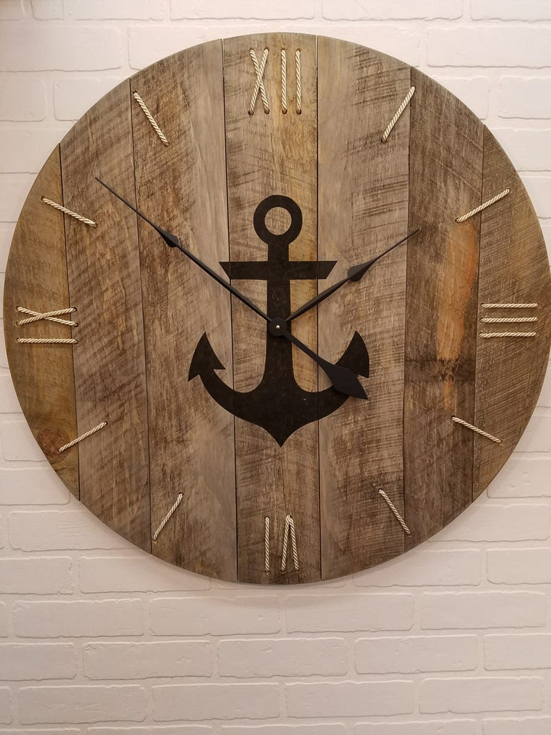 Wall Clock 30 Nautical With Rope Numbers And Anchor
