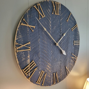 30" Farmhouse Clock
in Blue with Gold Numbers