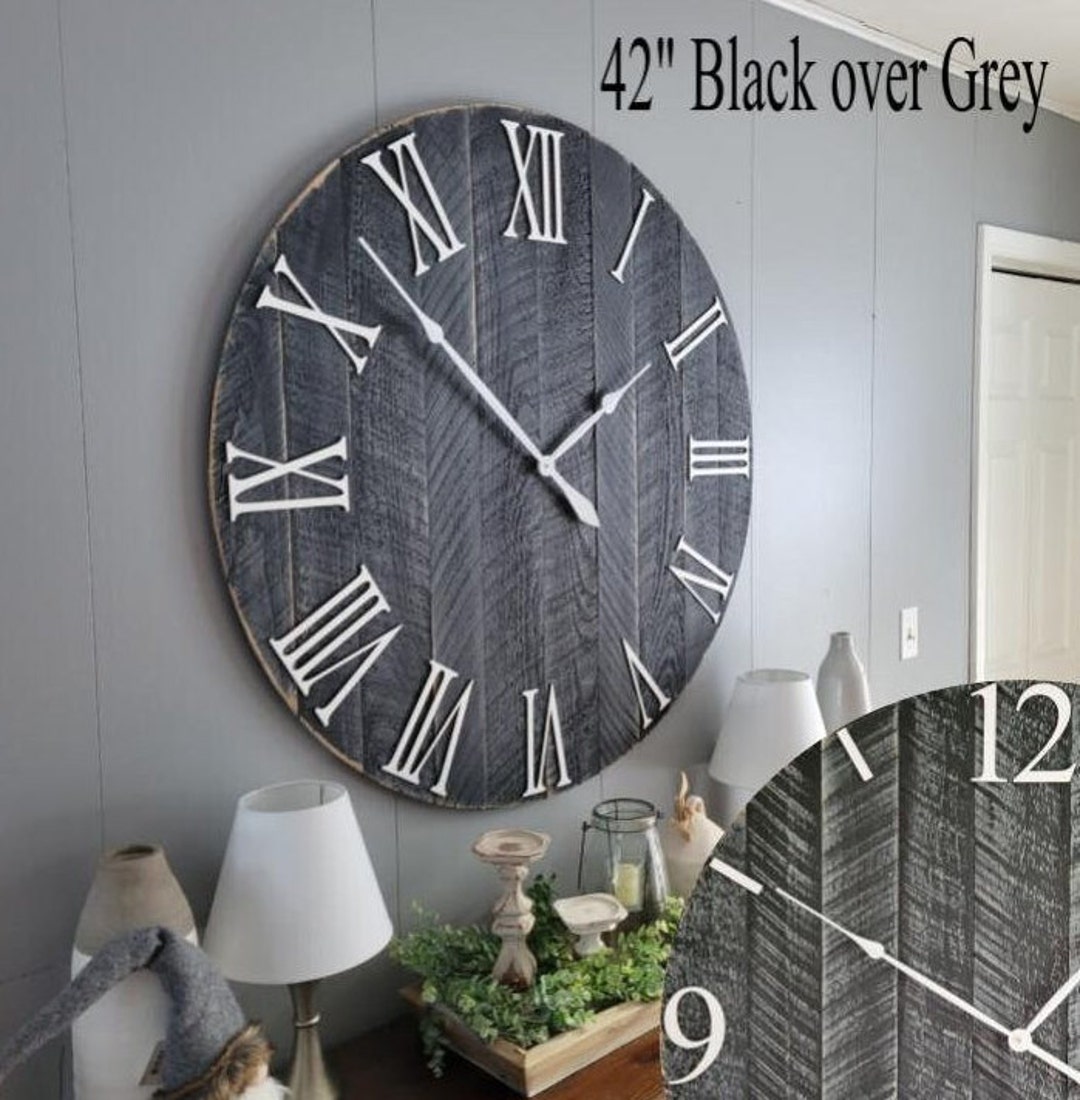 Large Farmhouse Wall Clock – Rustic Wood, Oversized 18-42" - Etsy
