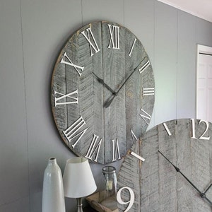 Large Wall Clock / 18&quot; - 42&quot; / Farmhouse Clock / Oversized wall clock grey