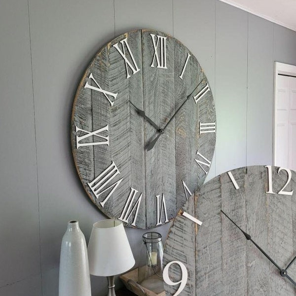 Large Wall Clock / 18" - 42" / Farmhouse Clock / Oversized wall clock grey