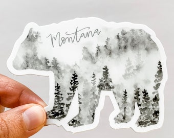 Black Forest Bison vinyl sticker RV car laptop home state water bottle map gift Montana State DECAL