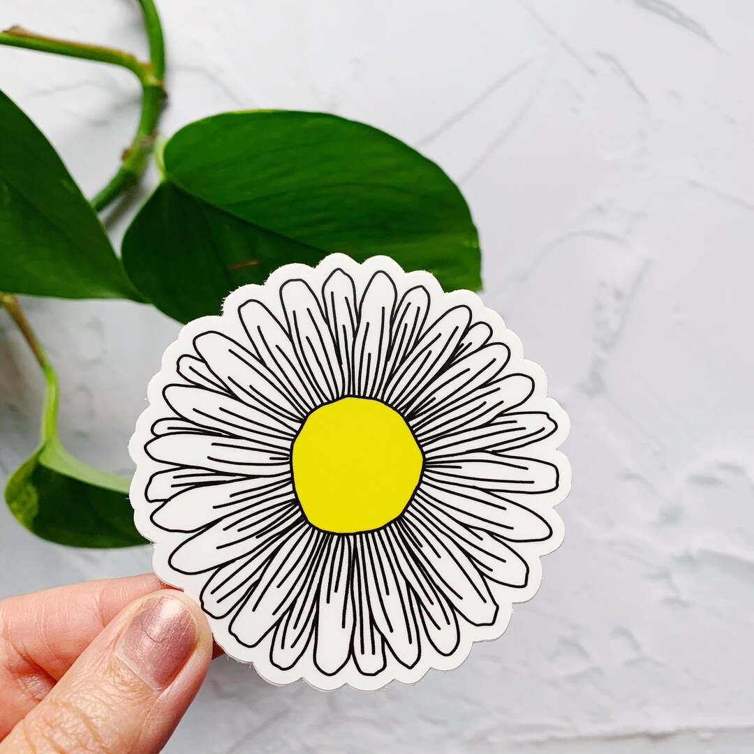 Daisy Flower Sticker Decal - White, Yellow, Vinyl, RV Car Laptop, Water ...