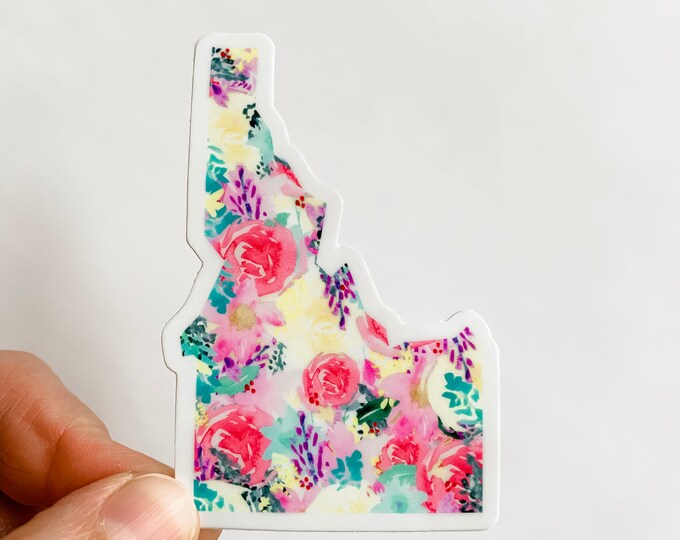 Idaho State Bright Floral Sticker Decal - Vinyl Sticker, RV Car Laptop ...