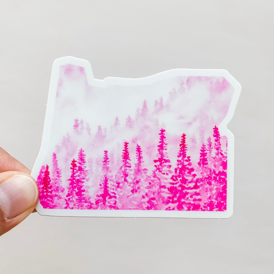 Sticker Bush Oregon Oregon Forest Pink State Sticker Vinyl, RV Car Laptop State, Water ...