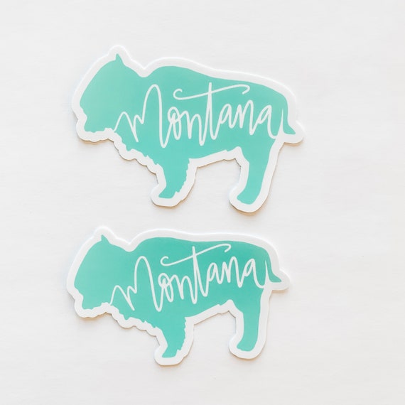Black Forest Bison vinyl sticker RV car laptop home state water bottle map gift Montana State DECAL
