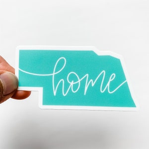 Nebraska Home Mint Green State Sticker Decal- vinyl, RV decal car decal laptop home state, water bottle, map, watercolor painting pride gift
