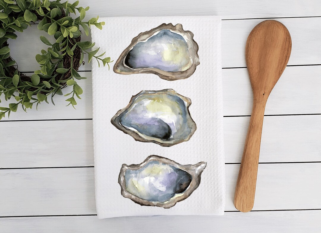 Oyster Lover Kitchen Towel Nautical Themed Kitchen Towels Etsy
