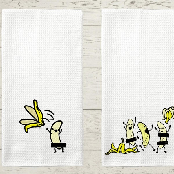 Censored Naked Banana Towel Set - Funny Towel - Embroidered Towel - Dish Towel - Sarcastic Towel - Funny Kitchen Decor -Embroidered Towels