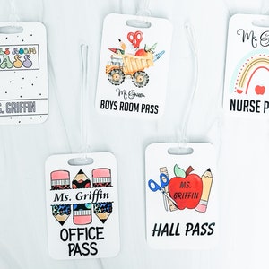Personalized Classroom Pass Set - Classroom Decor - Boys Room Pass - Girls Room Pass - Nurse Pass - Office Pass - Hall Pass - Teacher Gift