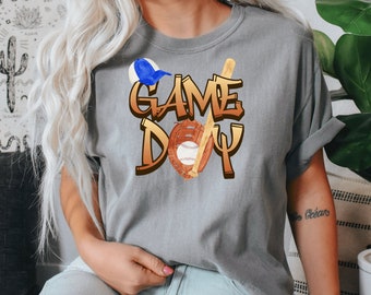 Personalized Game Day Baseball Mom Comfort Colors Shirt