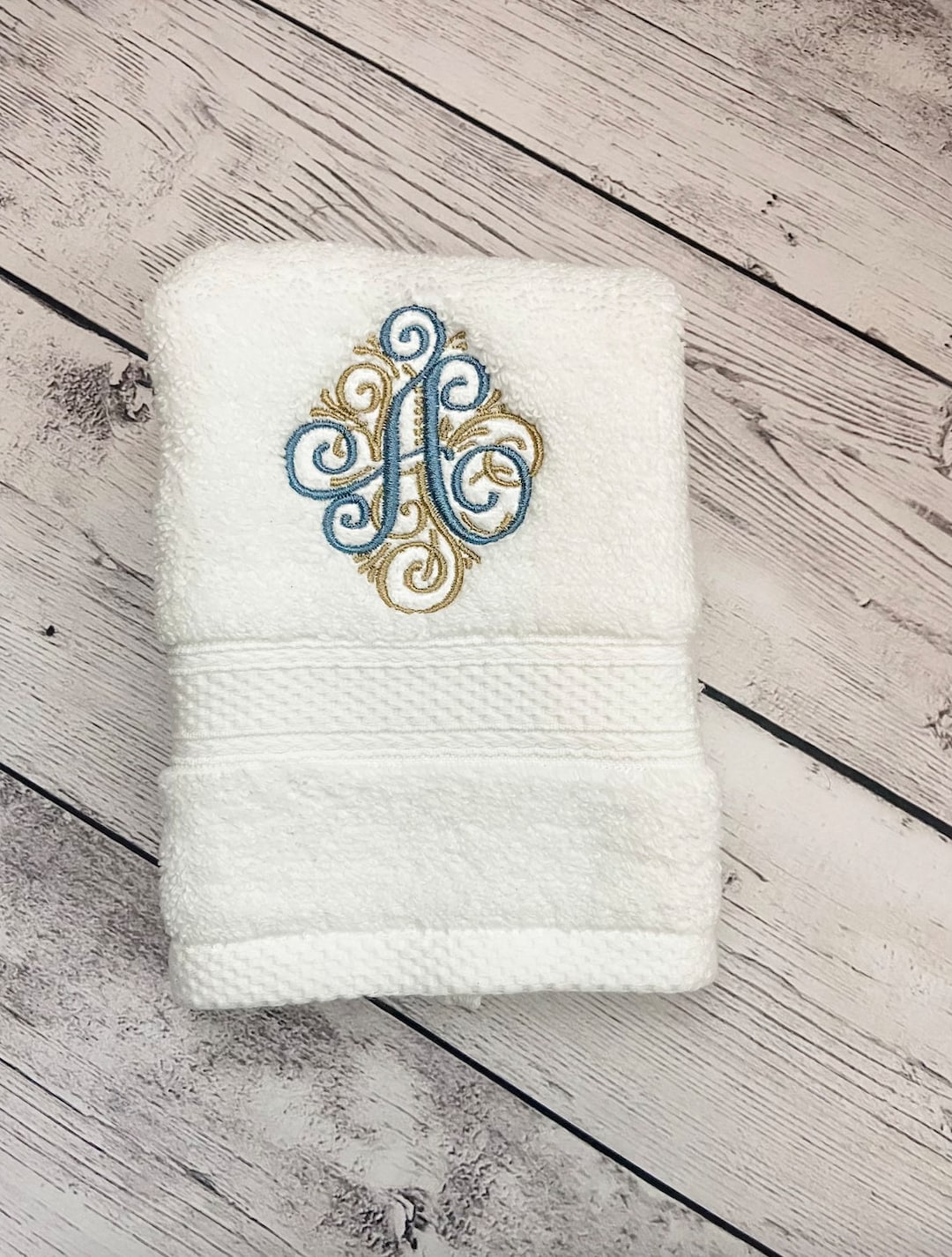 Elegant Monogrammed Towel Embroidered Towel Hand Towel Bathroom Decor ...