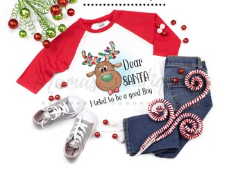 Dear Santa I Tried To Be A Good Boy Reindeer Shirt - Reindeer Shirt - Christmas Shirt - Tee Shirt - Boy Shirt - Baby Bodysuit - X-mas Swag