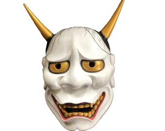 Hannya Japanese Noh Mask | Oni Demon Mask | Hand Carved Hand Painted Wood | Traditional Theater Reproduction | Museum Source