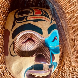Native American Shaman's Ceremonial Ancestor Mask Kwakiutl Tribal hand carved hand painted Museum Source Reproduction Style B image 3