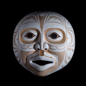 Moon Spirit Mask | Pacific Northwest First Nations Style | Hand Carved Hand Painted Reproduction | Museum Source