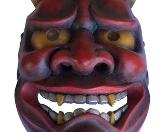般若 能面 | 赤鬼面 | 手彫り・手描き木製 | 伝統演劇の複製 | 博物館