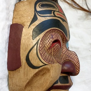 Native American Shaman's Ceremonial Ancestor Mask Kwakiutl Tribal hand carved hand painted Museum Source Reproduction Style B image 4