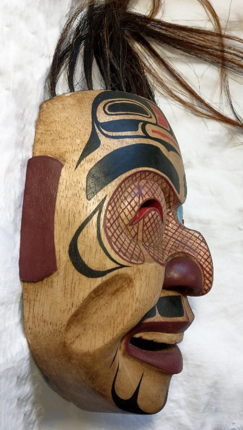 Native American Shaman's Ceremonial Ancestor Mask Kwakiutl Tribal hand carved hand painted Museum Source Reproduction Style B image 4