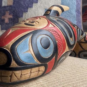 Hand-Carved Orca Whale Rattle – Native American Shaman Ceremonial Reproduction – Hand Painted Museum-Inspired Art | Museum Source