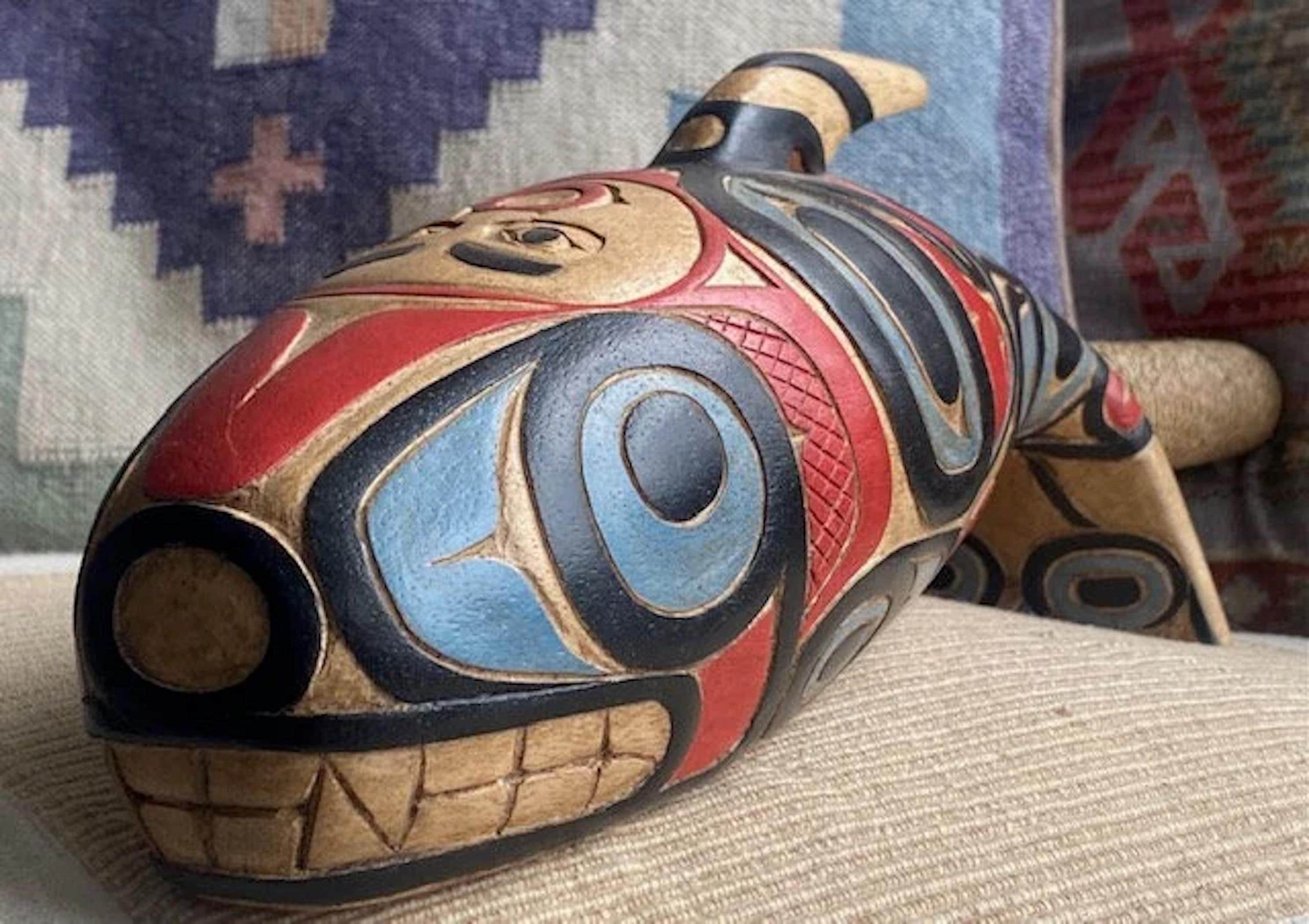 Hand-Carved Orca Whale Rattle – Native American Shaman Ceremonial Reproduction – Hand Painted Museum-Inspired Art | Museum Source